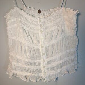 FREE PEOPLE White Smocked Tube Top Spaghetti Straps Size S/P